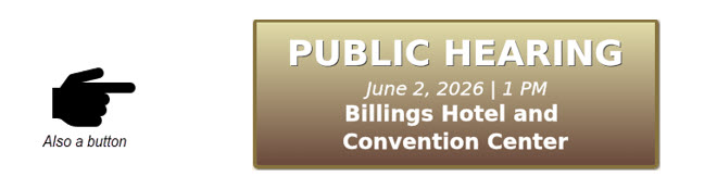 brown button with white text that will have public hearing information linked